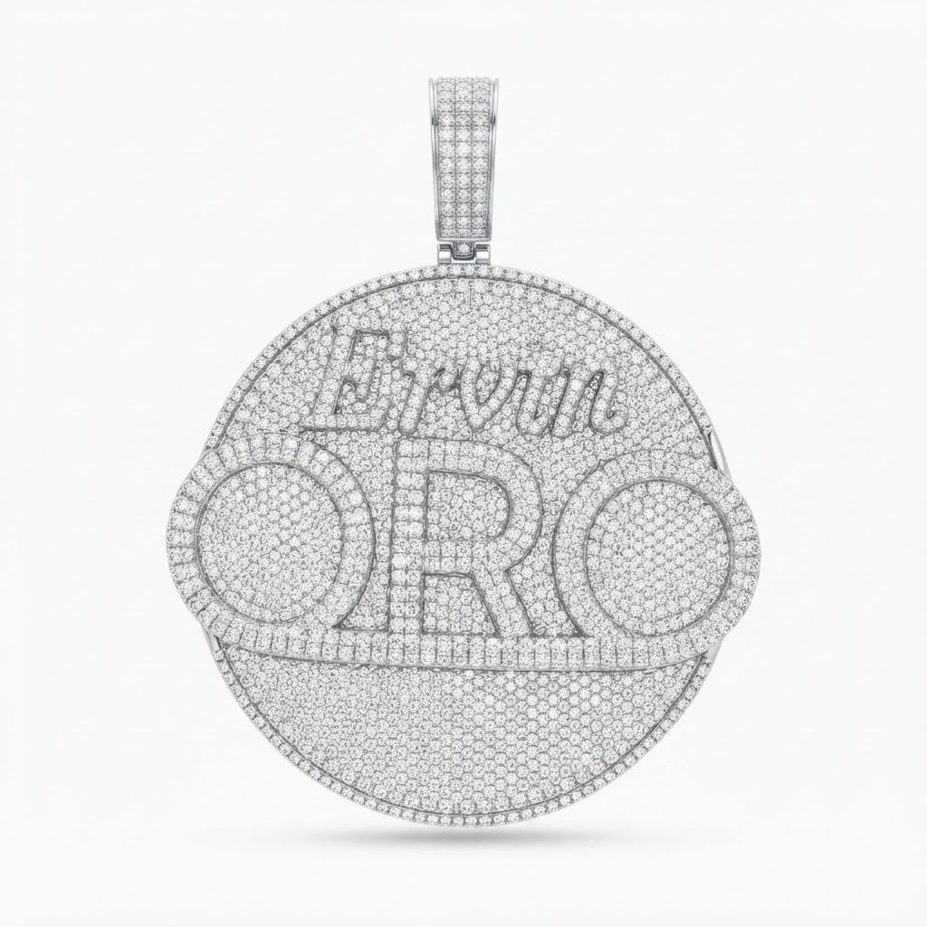 ORO Ervin Logo Round Diamond Pendant