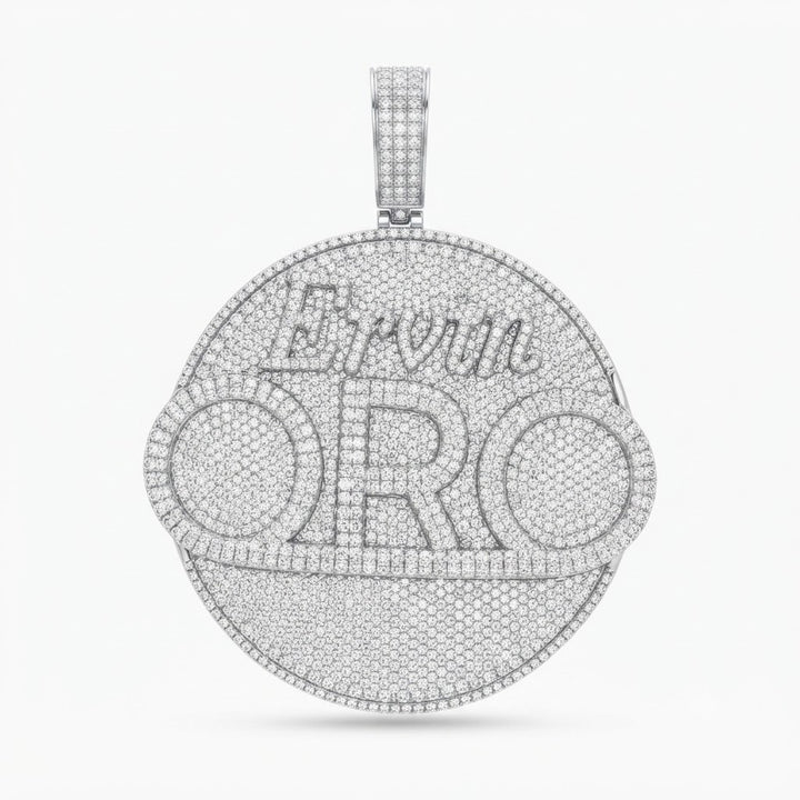 ORO Ervin Logo Round Diamond Pendant