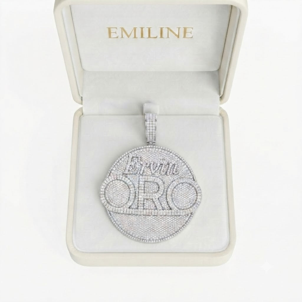 ORO Ervin Logo Round Diamond Pendant