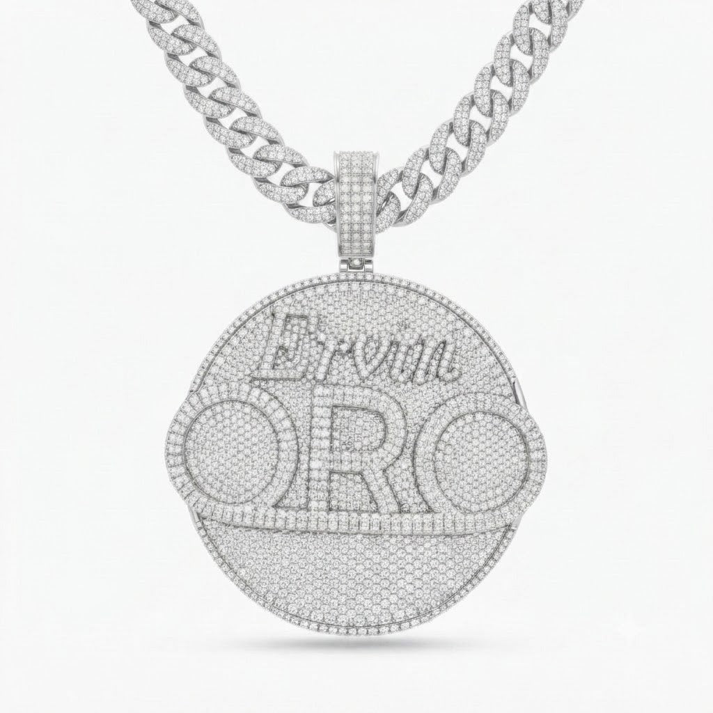 ORO Ervin Logo Round Diamond Pendant