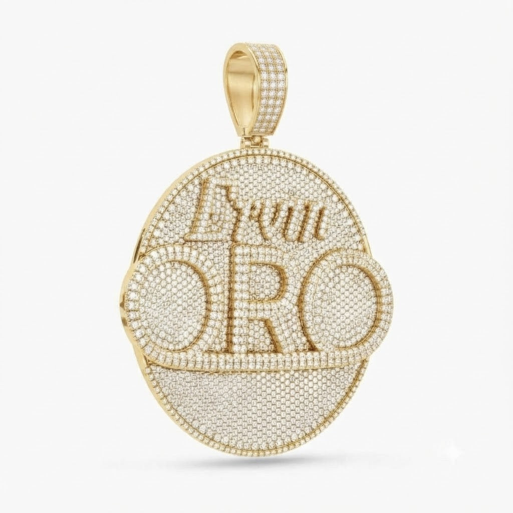 ORO Ervin Logo Round Diamond Pendant