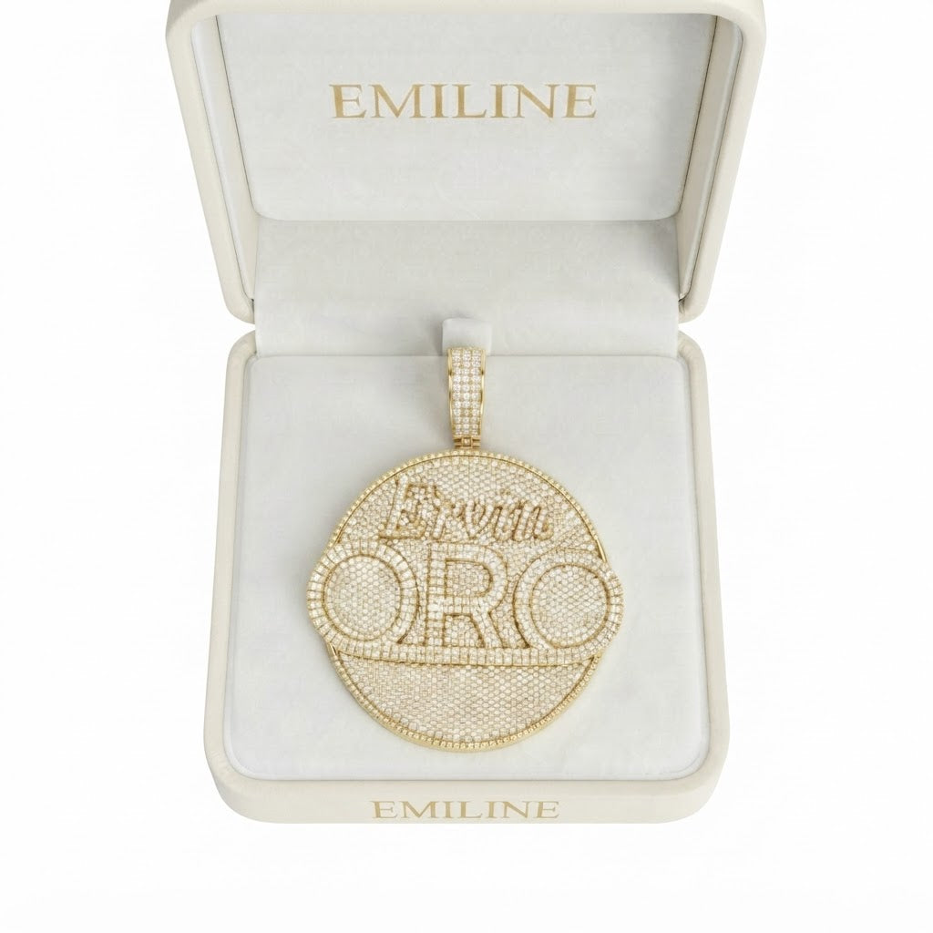 ORO Ervin Logo Round Diamond Pendant