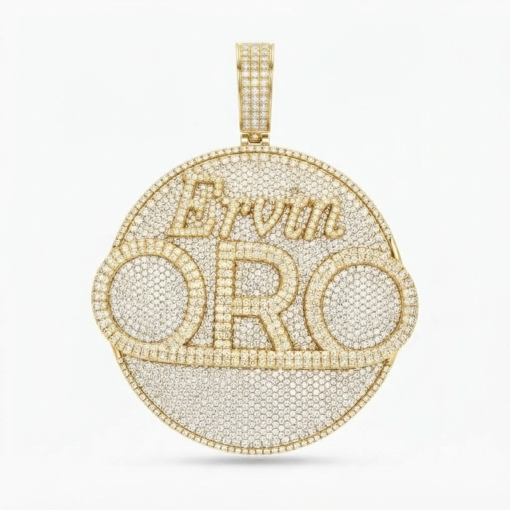 ORO Ervin Logo Round Diamond Pendant