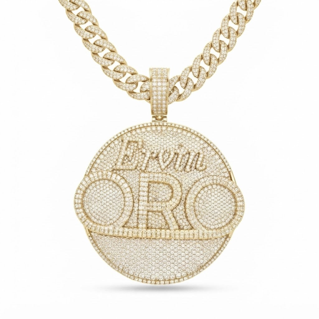 ORO Ervin Logo Round Diamond Pendant