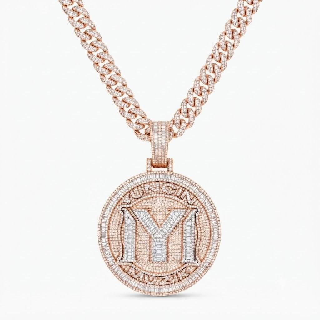 M Letter Luxury Diamond Pendant