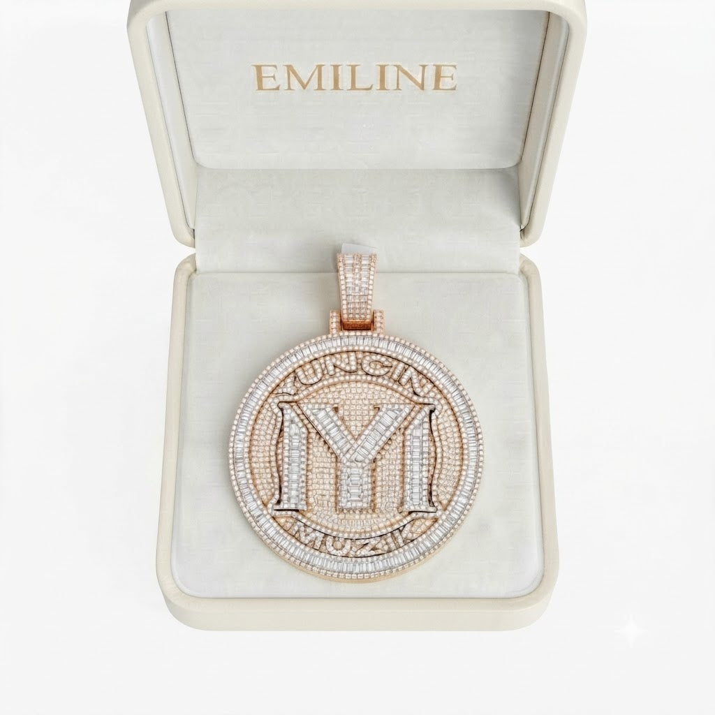 M Letter Luxury Diamond Pendant