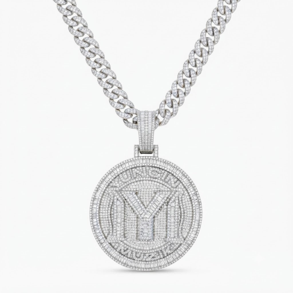M Letter Luxury Diamond Pendant