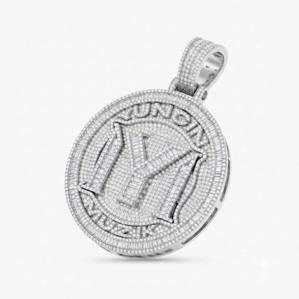 M Letter Luxury Diamond Pendant