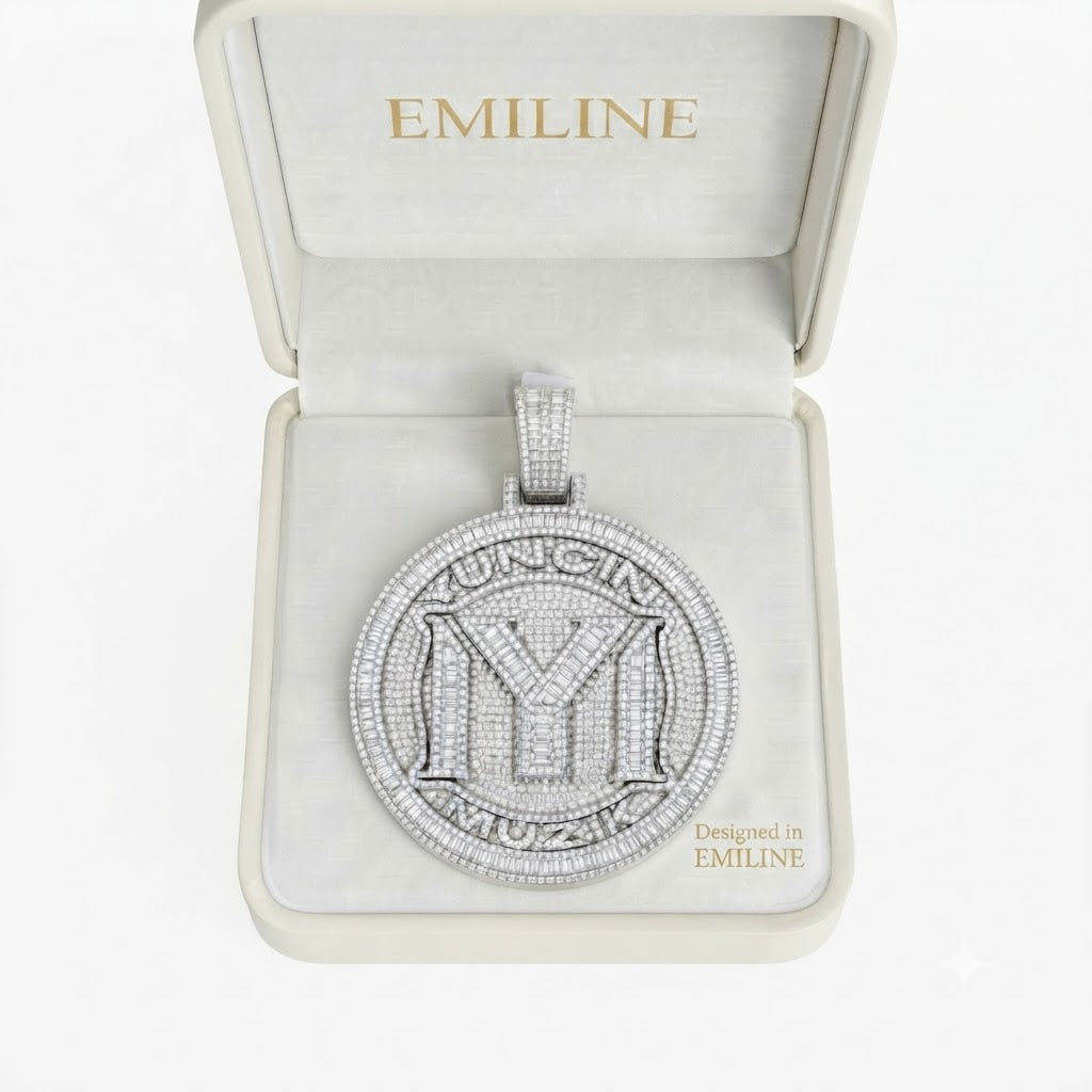 M Letter Luxury Diamond Pendant