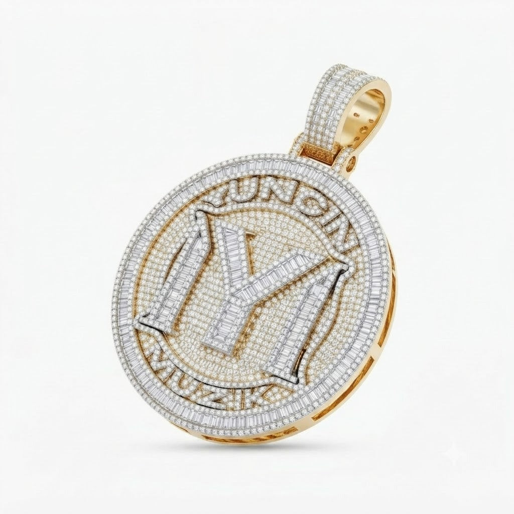 M Letter Luxury Diamond Pendant