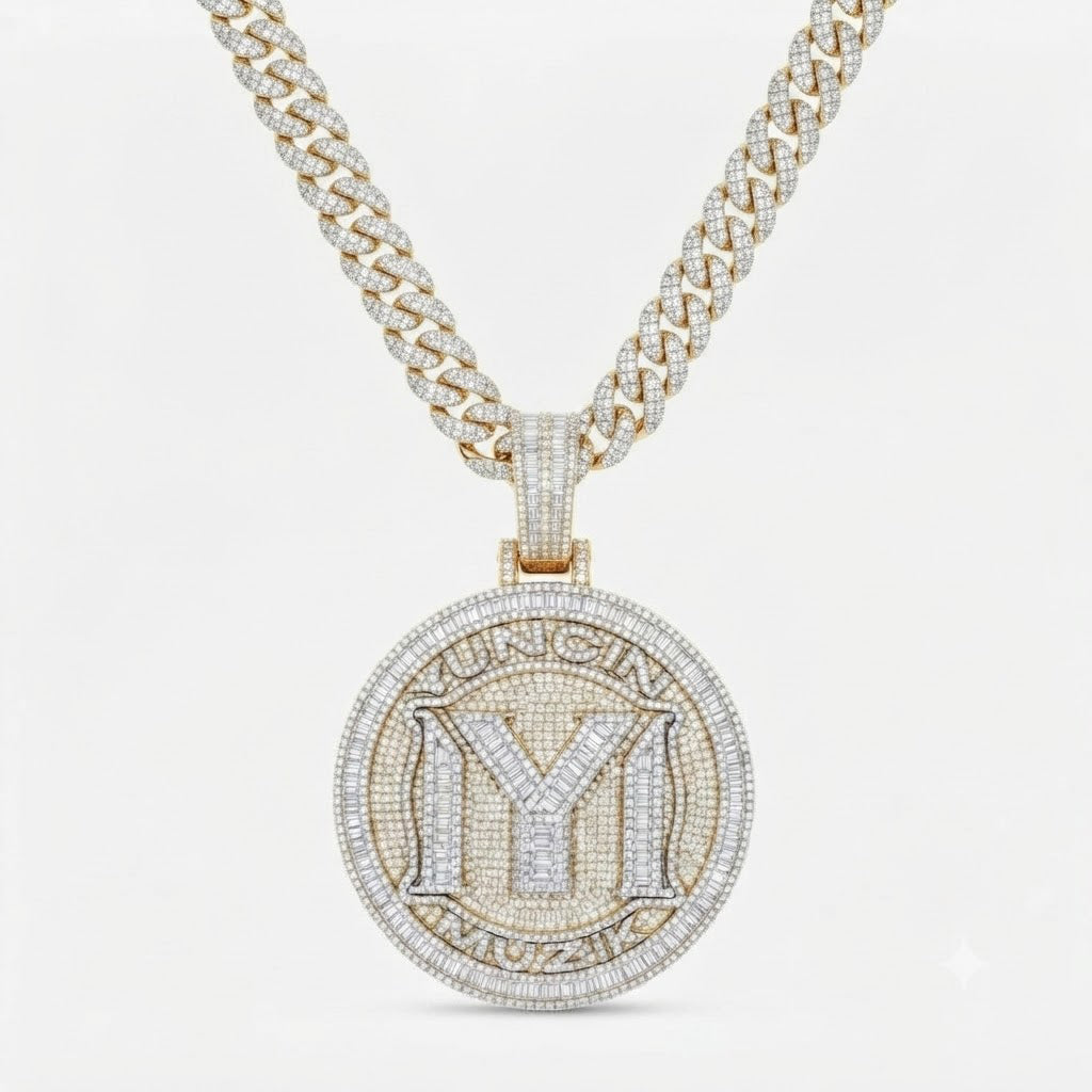 M Letter Luxury Diamond Pendant