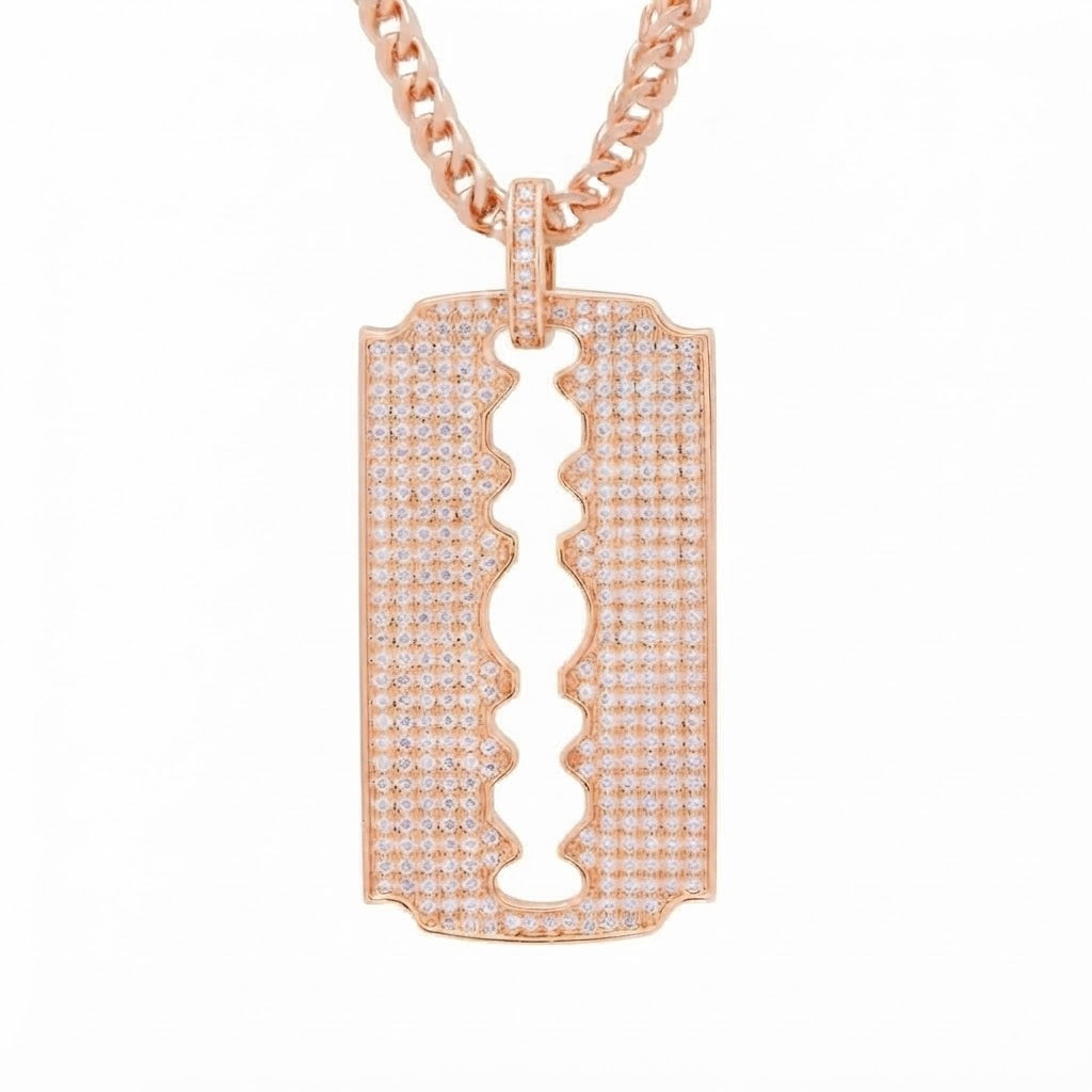 Razor Blade Statement Pendant in 925 Sterling Silver