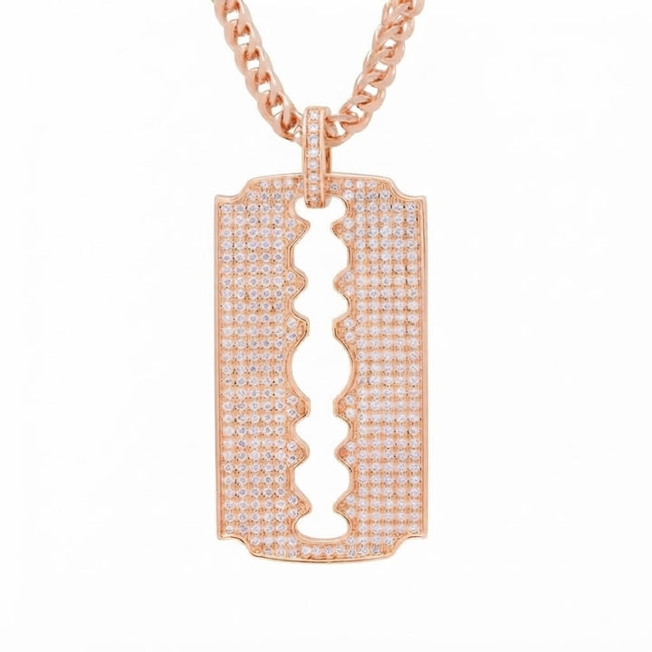 Razor Blade Statement Pendant in 925 Sterling Silver