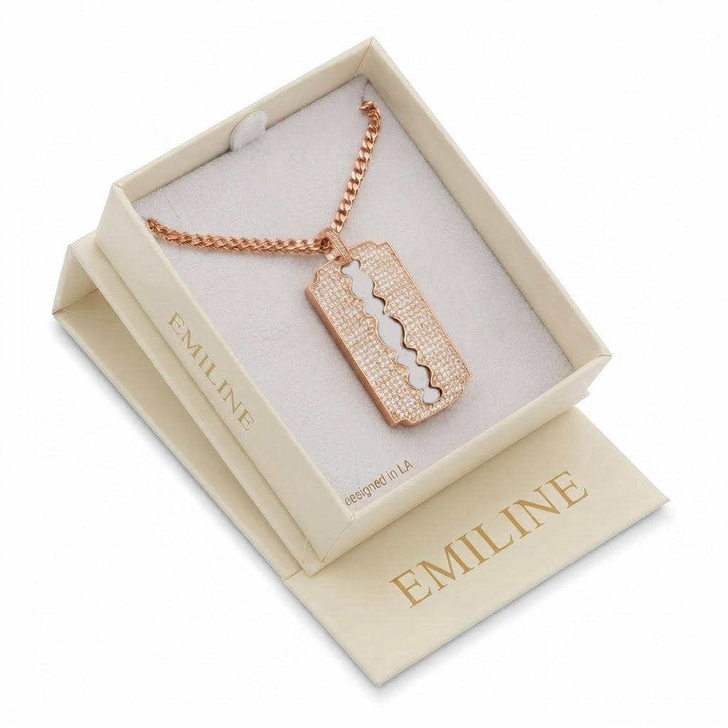 Razor Blade Statement Pendant in 925 Sterling Silver