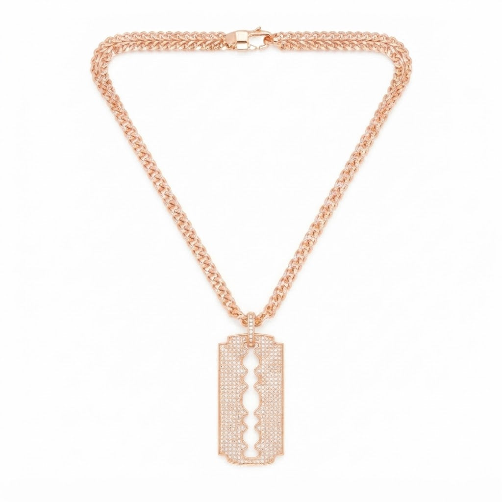 Razor Blade Statement Pendant in 925 Sterling Silver