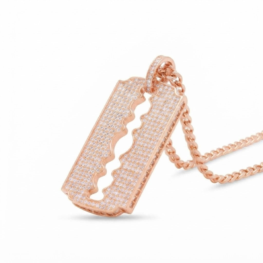 Razor Blade Statement Pendant in 925 Sterling Silver