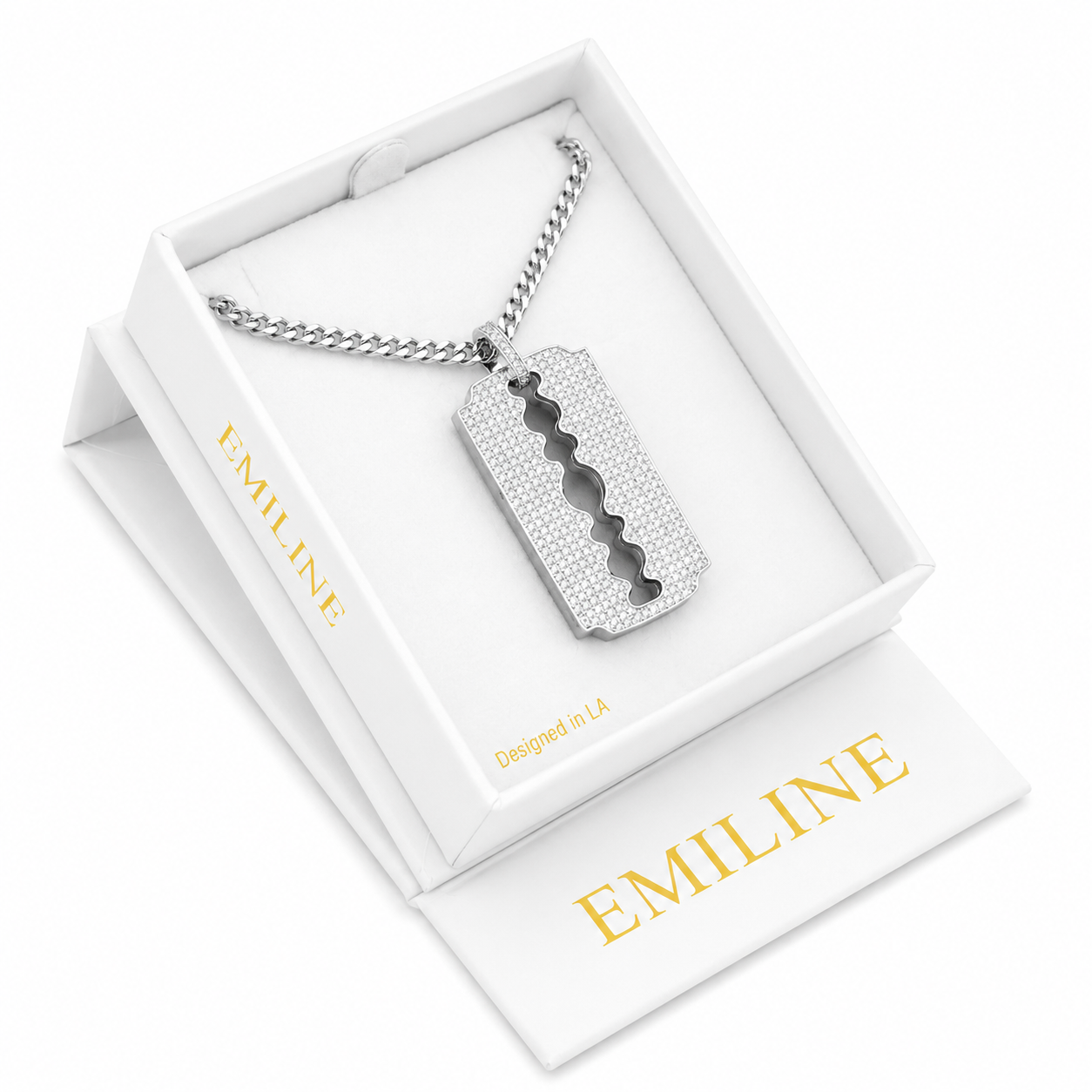 Razor Blade Statement Pendant in 925 Sterling Silver