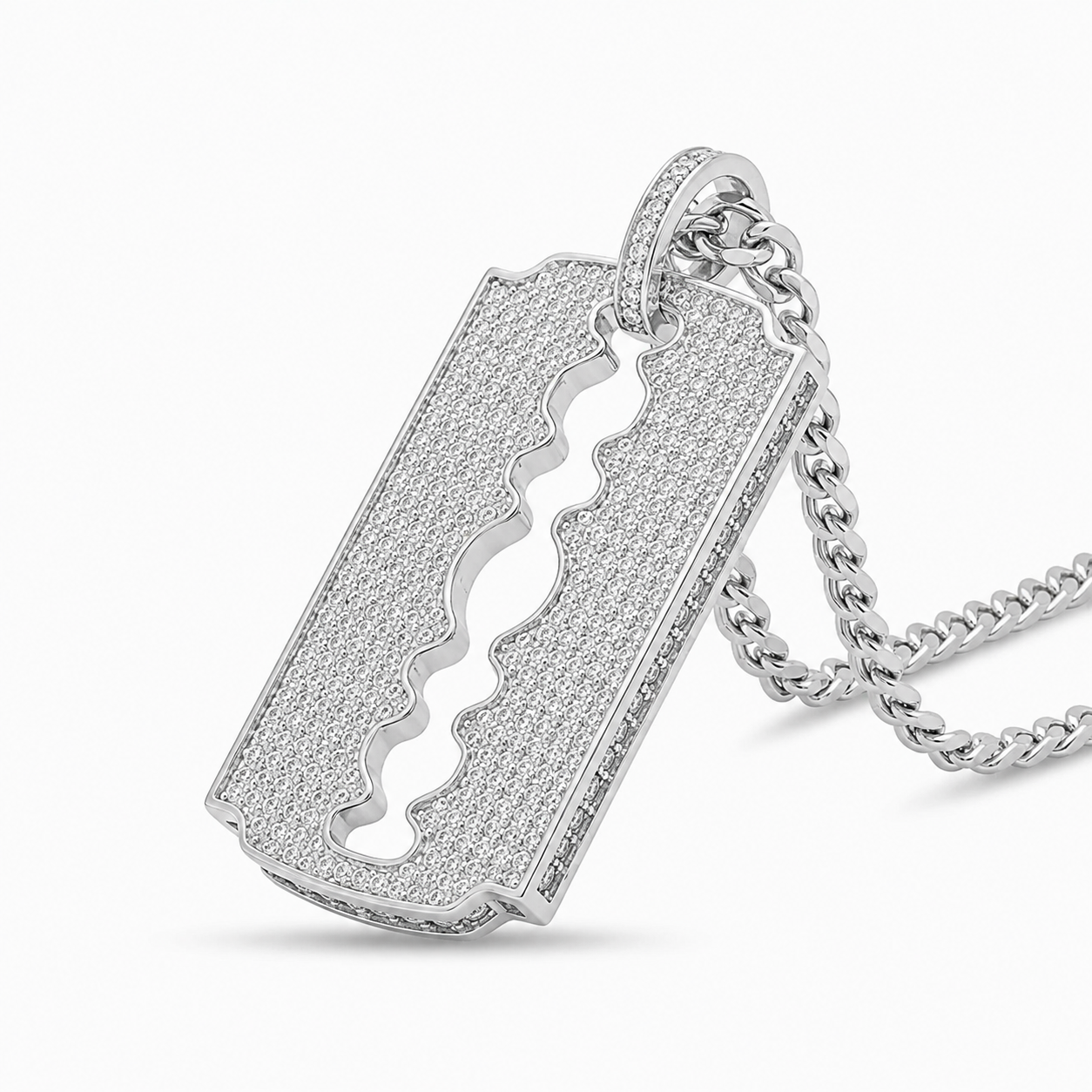 Razor Blade Statement Pendant in 925 Sterling Silver