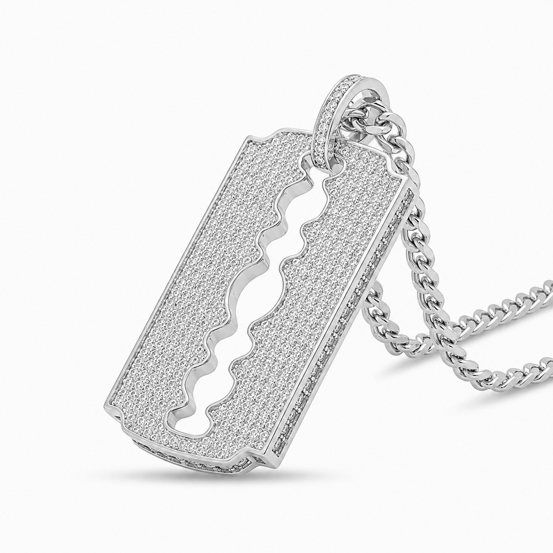Razor Blade Statement Pendant in 925 Sterling Silver