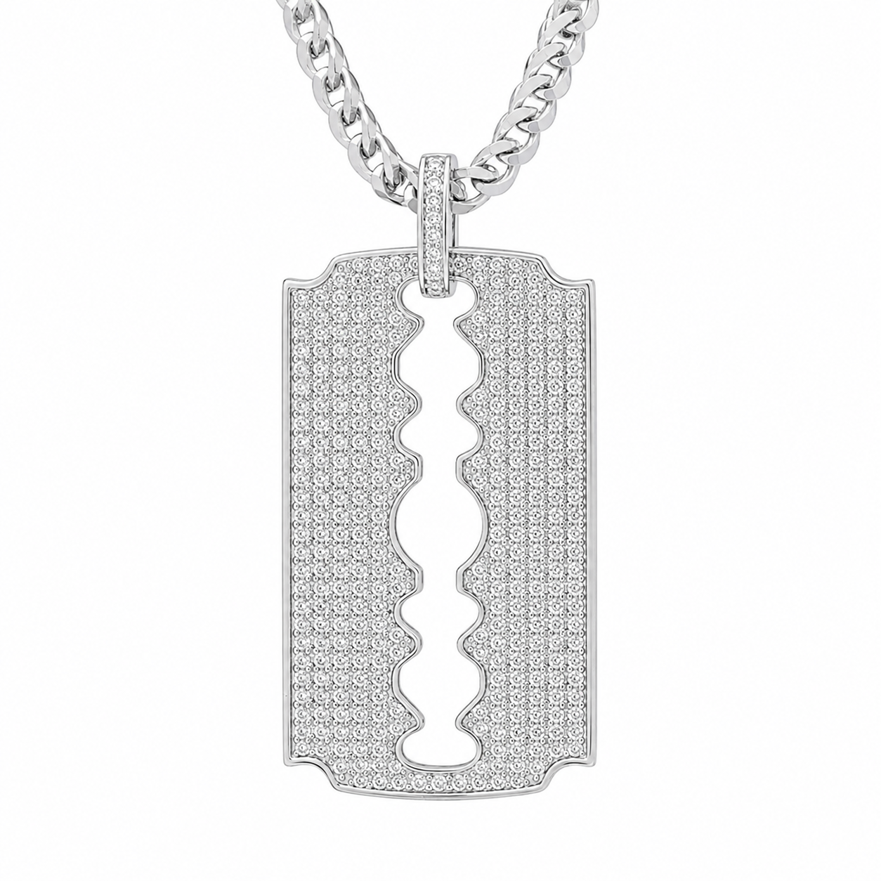 Razor Blade Statement Pendant in 925 Sterling Silver