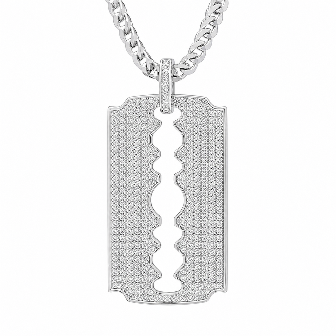 Razor Blade Statement Pendant in 925 Sterling Silver