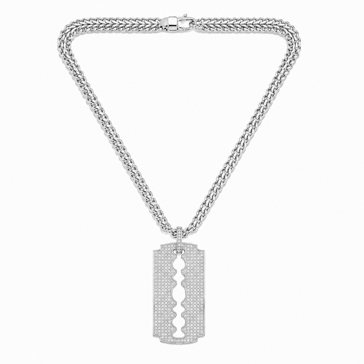 Razor Blade Statement Pendant in 925 Sterling Silver