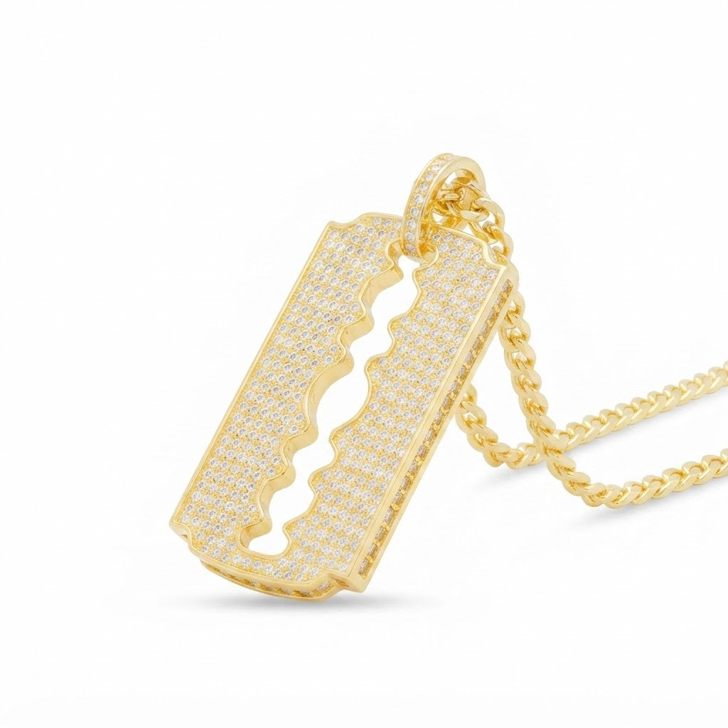 Razor Blade Statement Pendant in 925 Sterling Silver