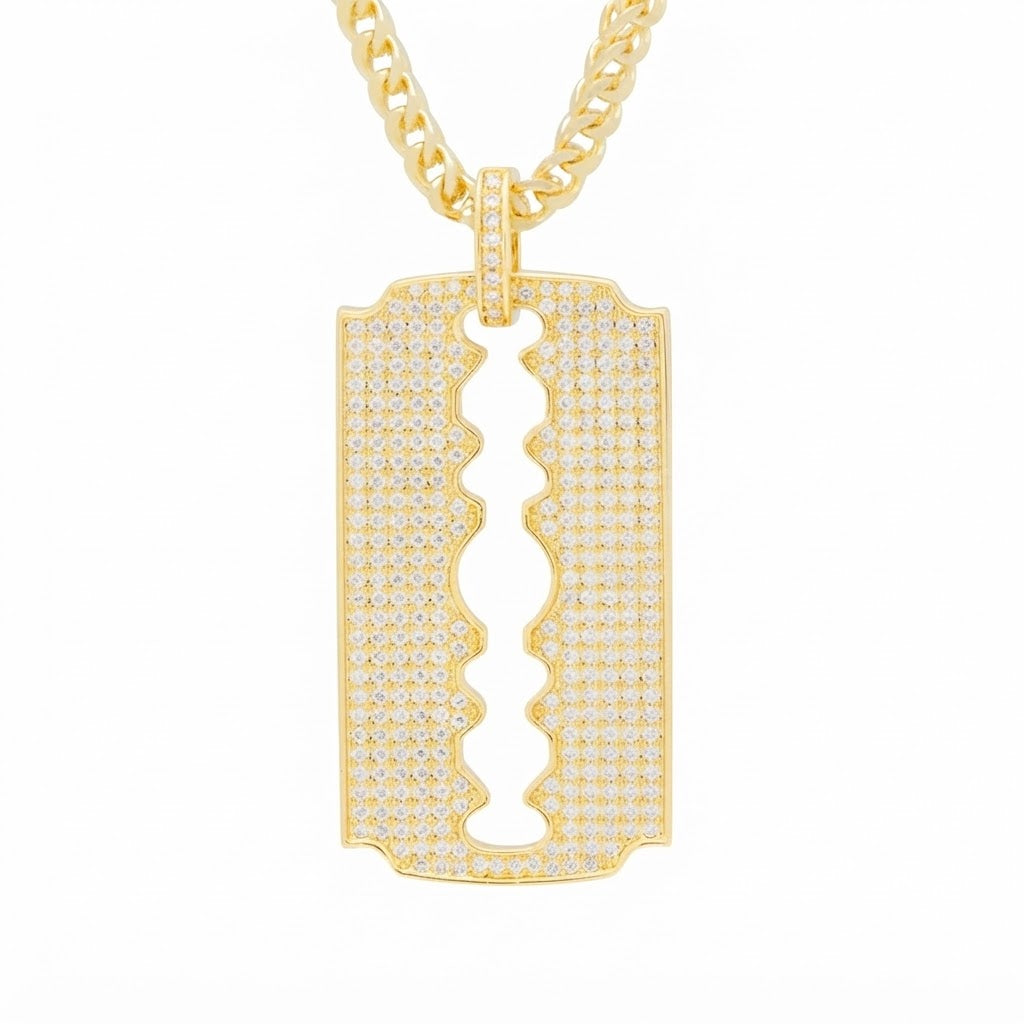 Razor Blade Statement Pendant in 925 Sterling Silver
