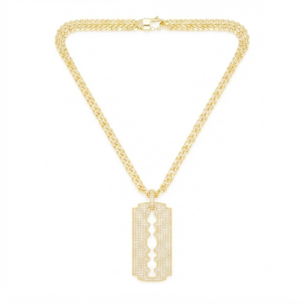 Razor Blade Statement Pendant in 925 Sterling Silver