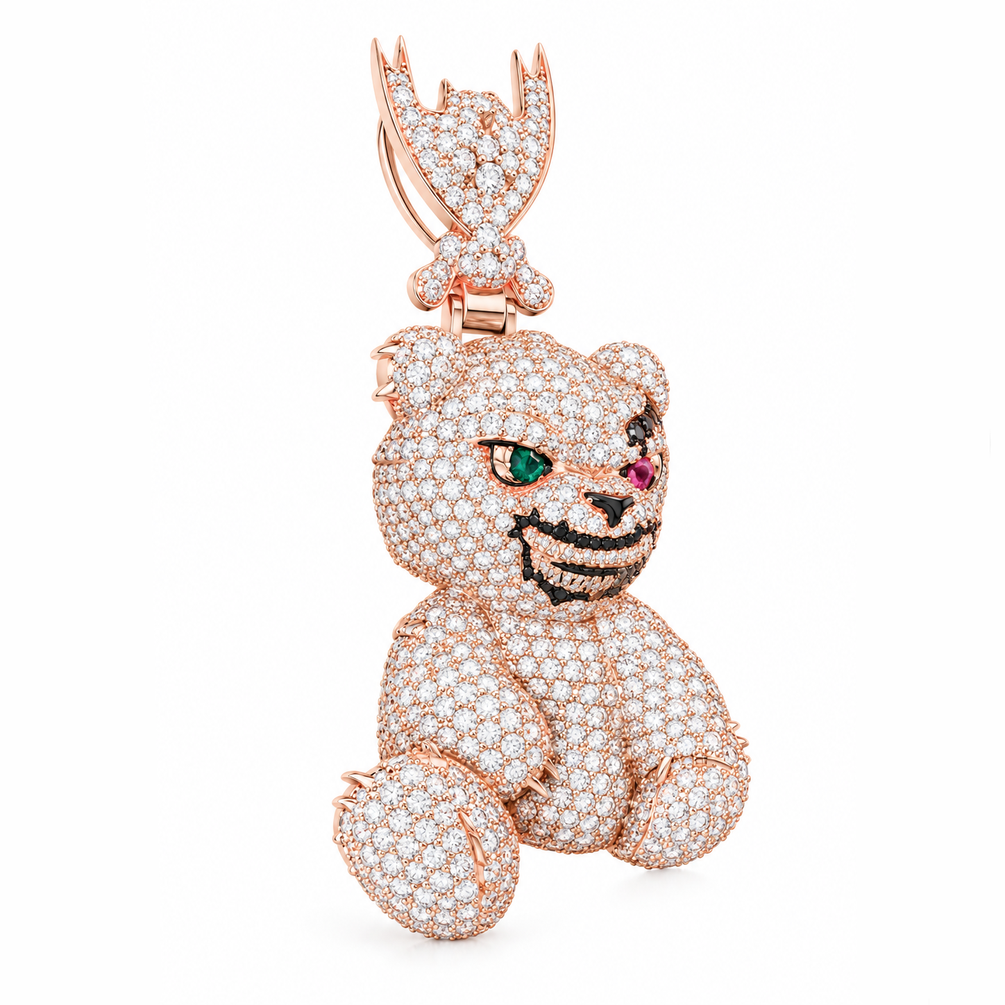 Spiked Bear With Crossed Swords Diamond Pendant