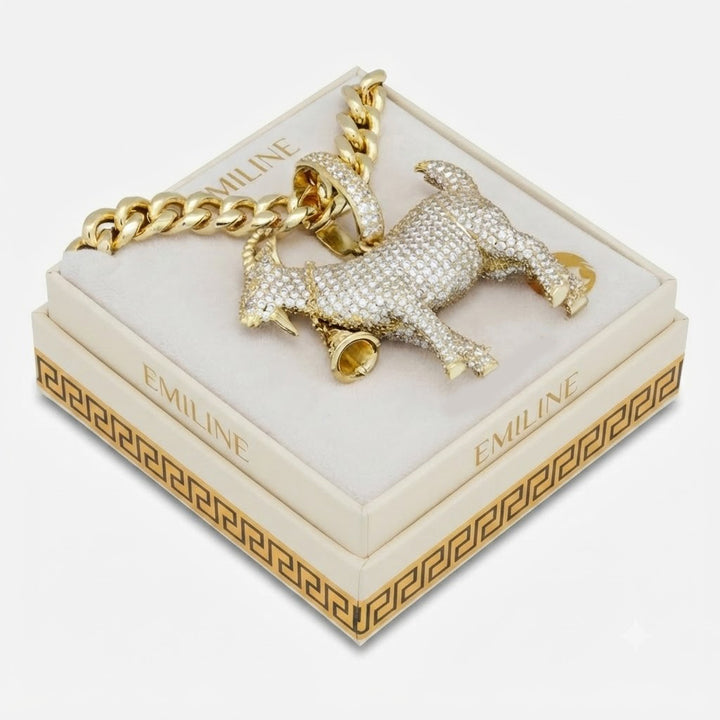 Diamond Goat Charm Pendant
