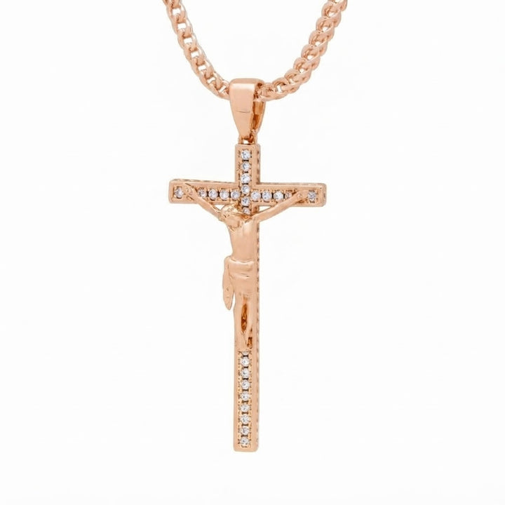 Iced Cross Pendant With Moissanite Diamonds