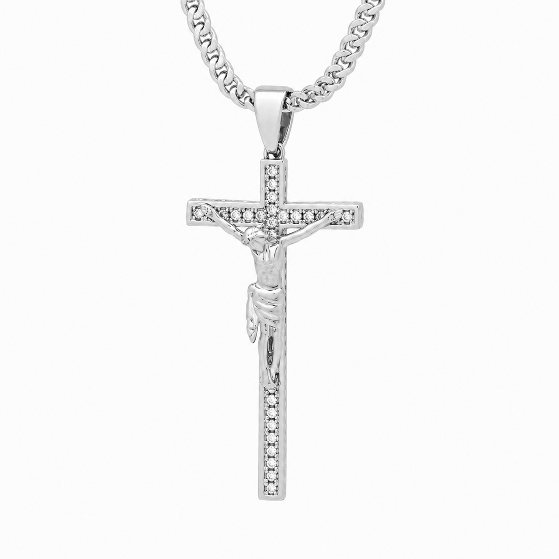 Iced Cross Pendant With Moissanite Diamonds