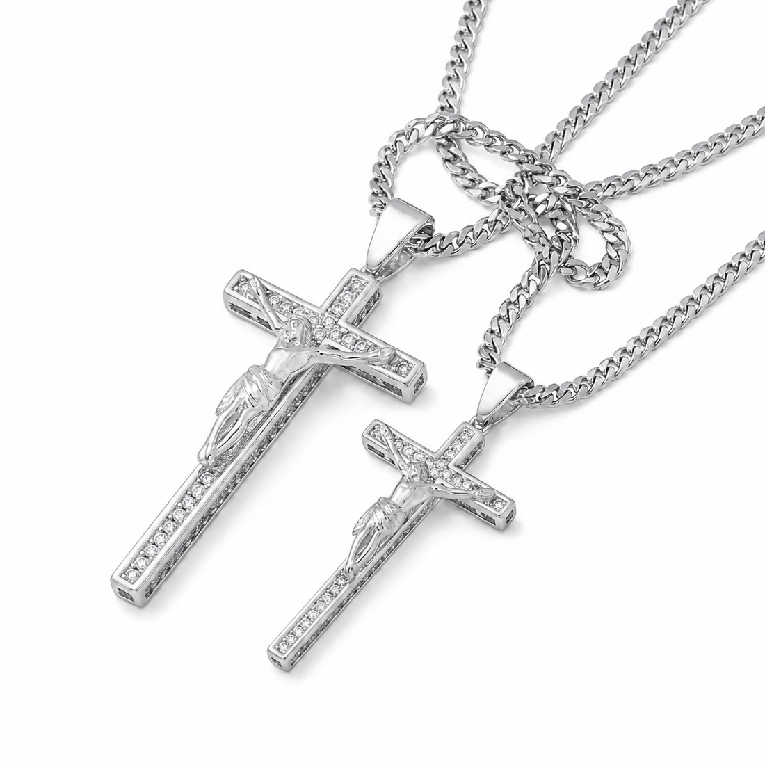 Iced Cross Pendant With Moissanite Diamonds