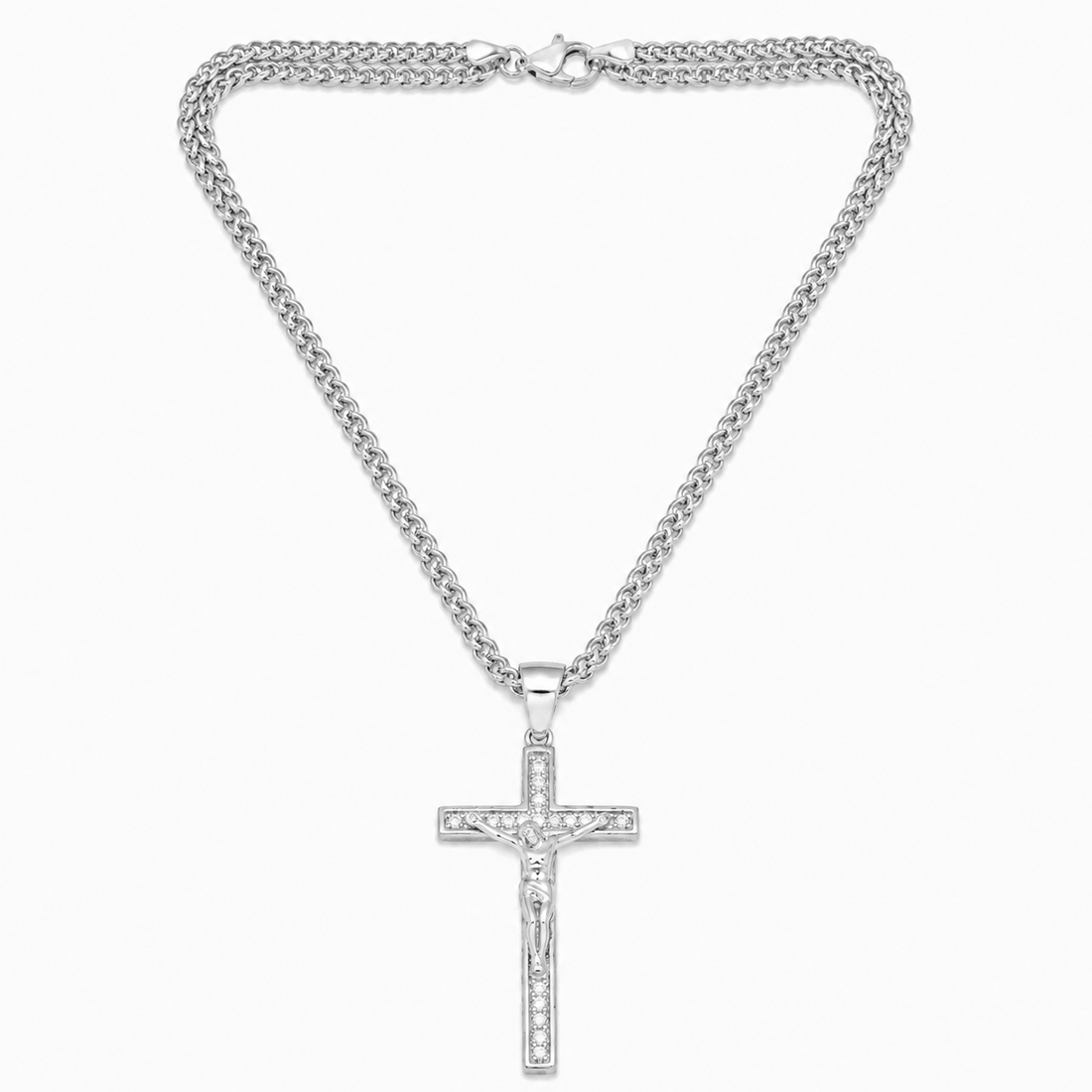 Iced Cross Pendant With Moissanite Diamonds