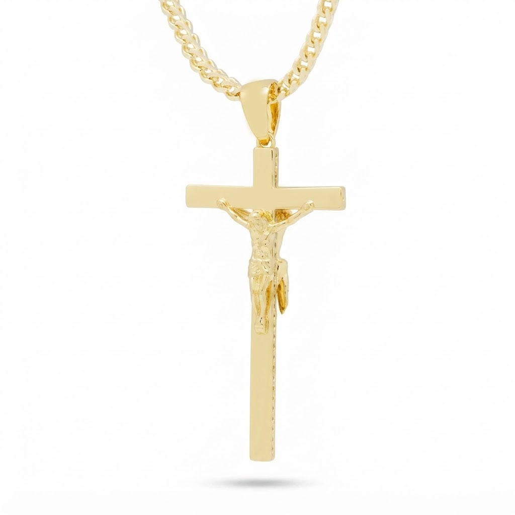 Iced Cross Pendant With Moissanite Diamonds