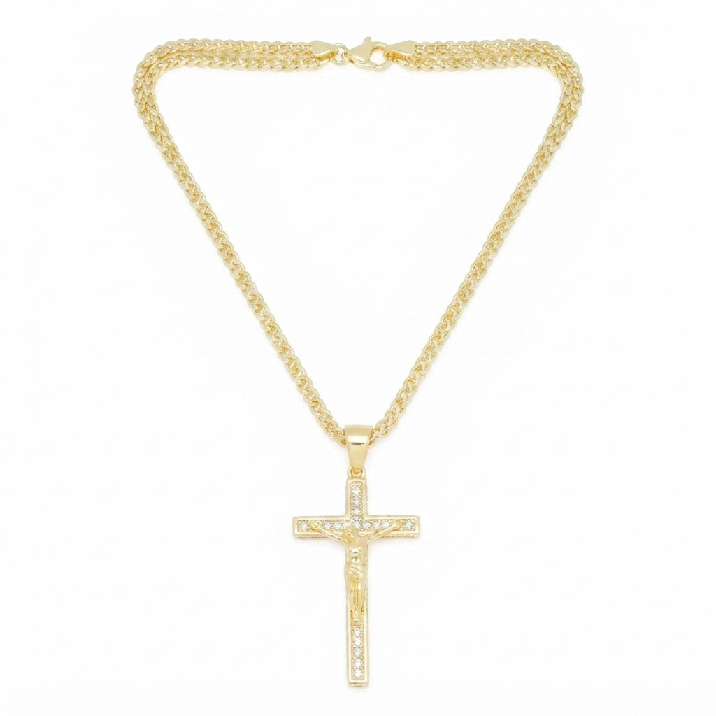 Iced Cross Pendant With Moissanite Diamonds