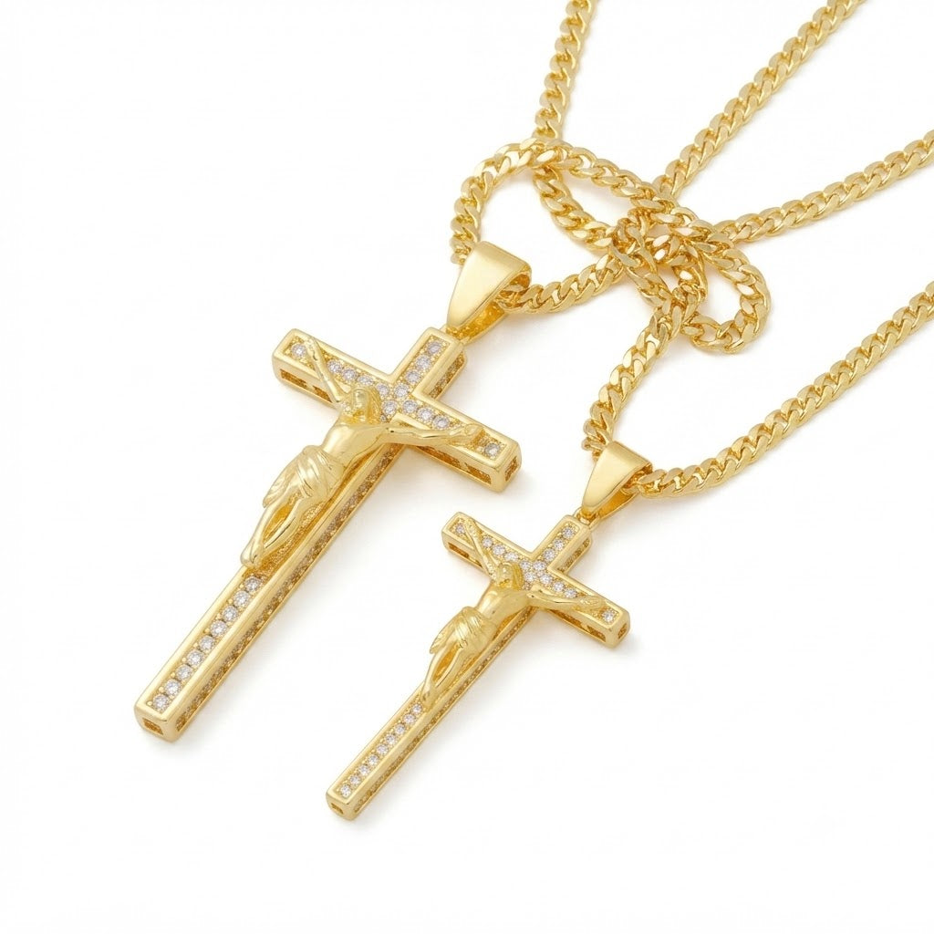 Iced Cross Pendant With Moissanite Diamonds