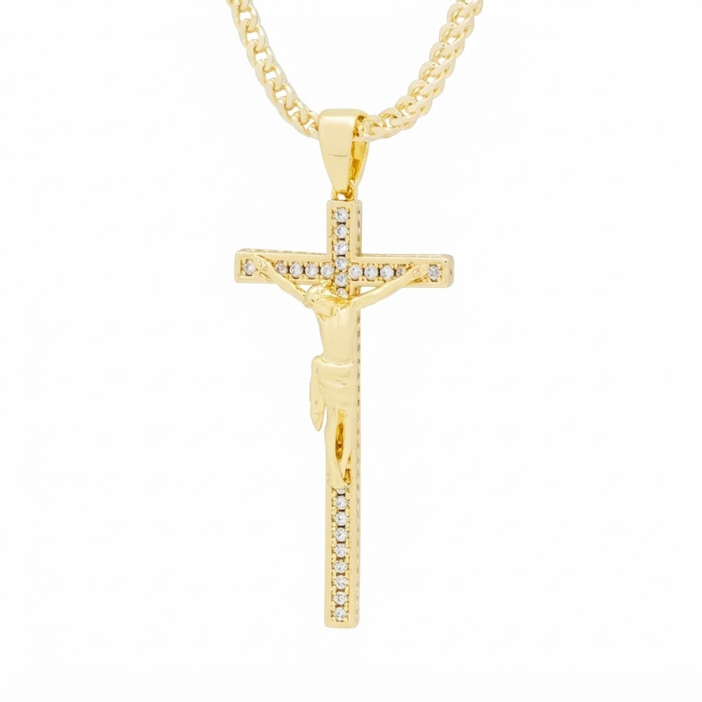 Iced Cross Pendant With Moissanite Diamonds