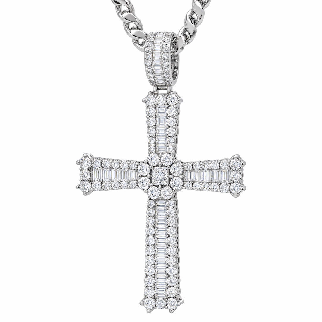 Cross Diamond Pendant in 925 Sterling Silver