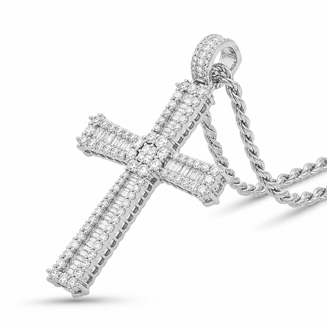 Cross Diamond Pendant in 925 Sterling Silver