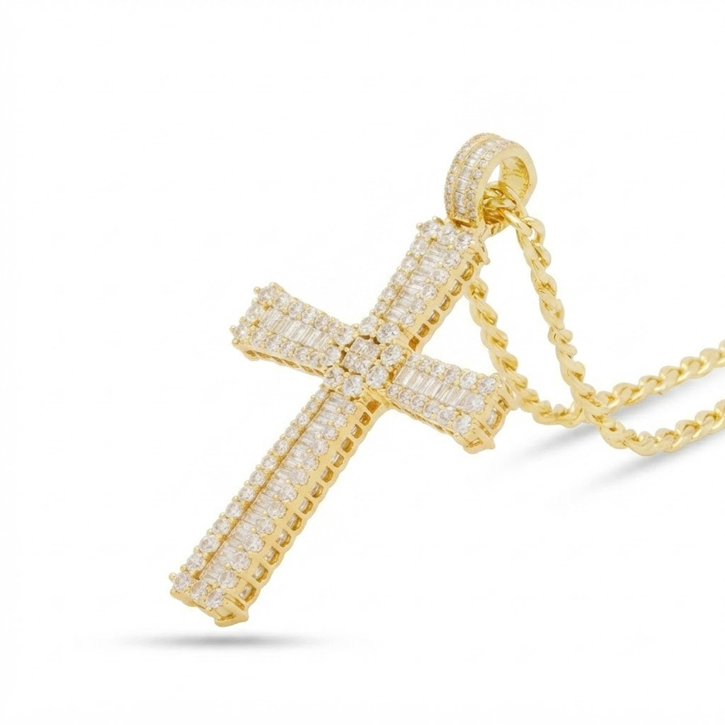 Cross Diamond Pendant in 925 Sterling Silver