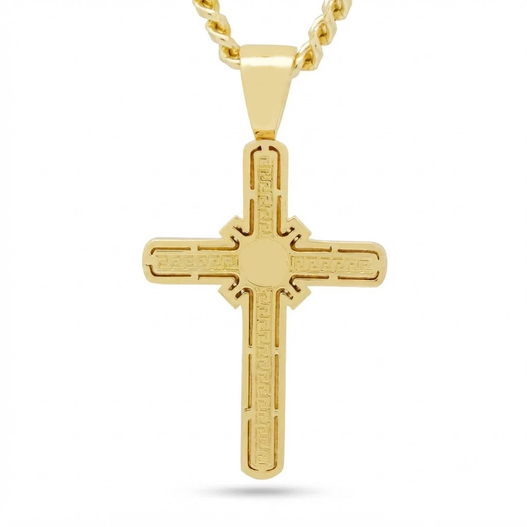 Iced Cross Baguette Diamond Pendant