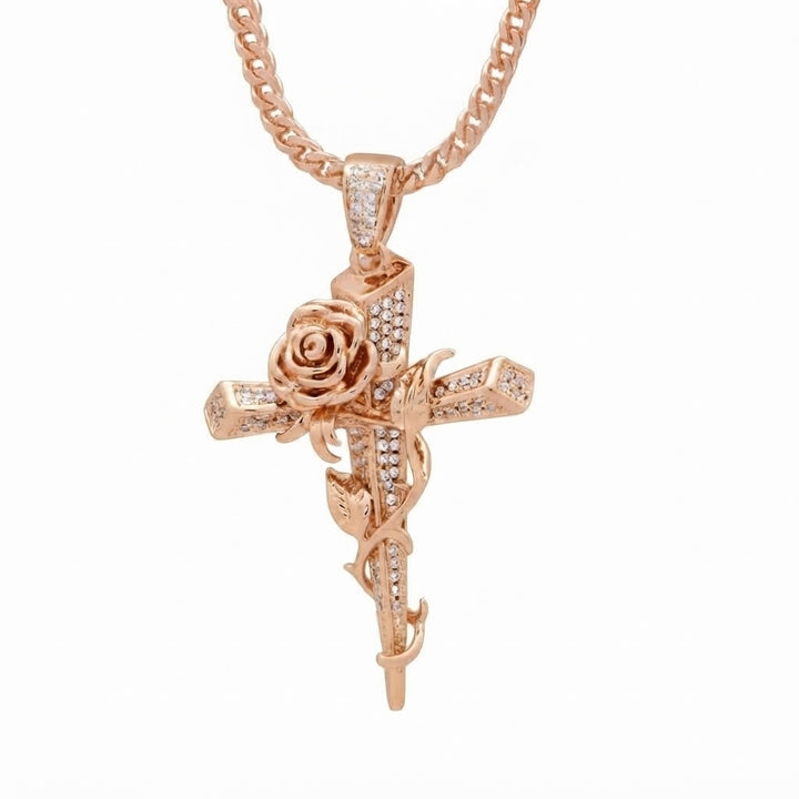 Rose Cross Diamond Pendant