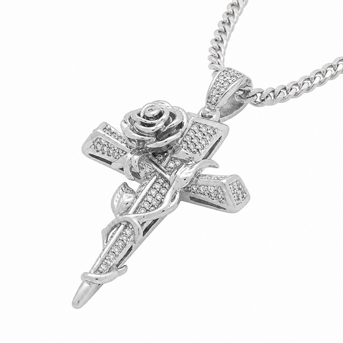 Rose Cross Diamond Pendant