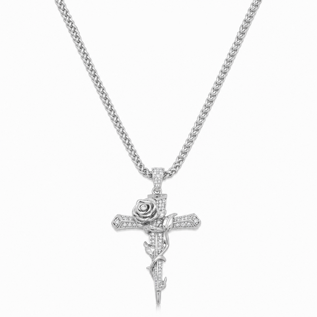 Rose Cross Diamond Pendant