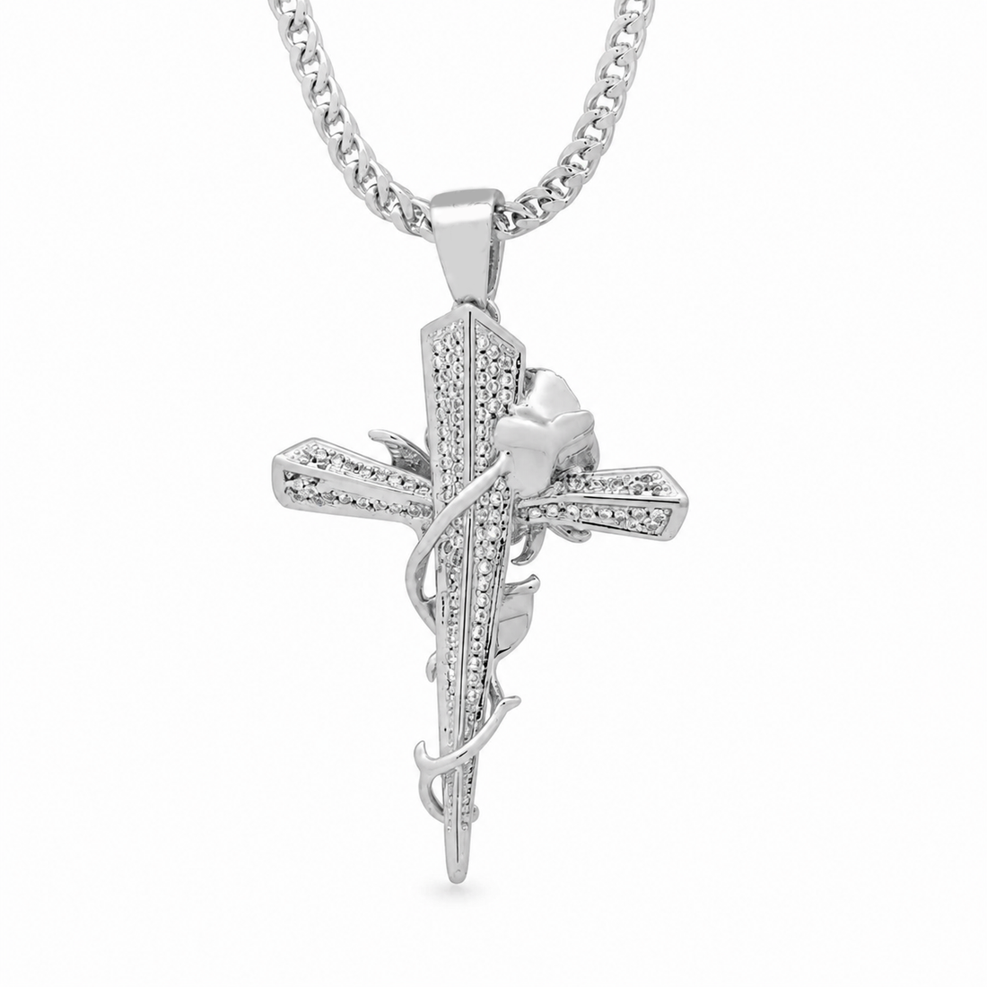 Rose Cross Diamond Pendant