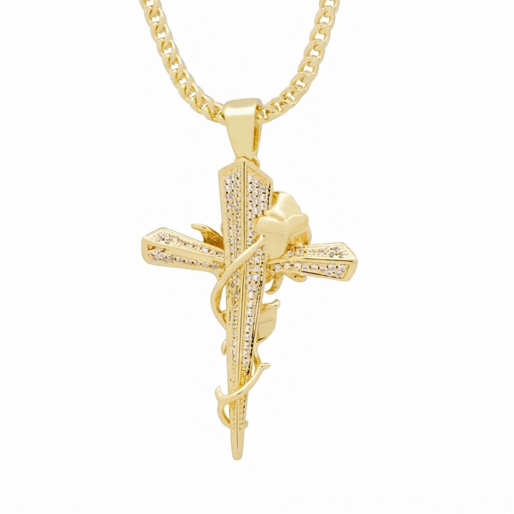 Rose Cross Diamond Pendant