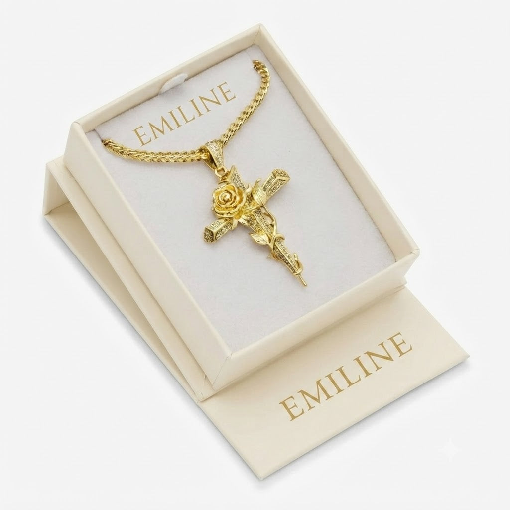Rose Cross Diamond Pendant