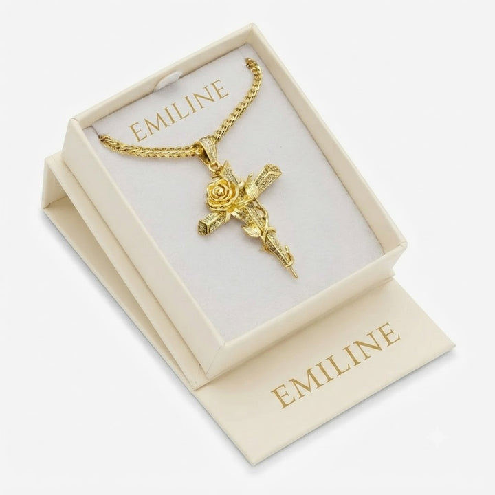 Rose Cross Diamond Pendant